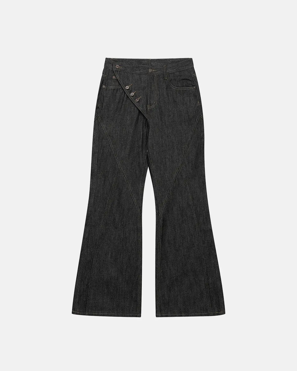 Asymmetric Buttons Bootcut Jeans | Inflation Streetwear