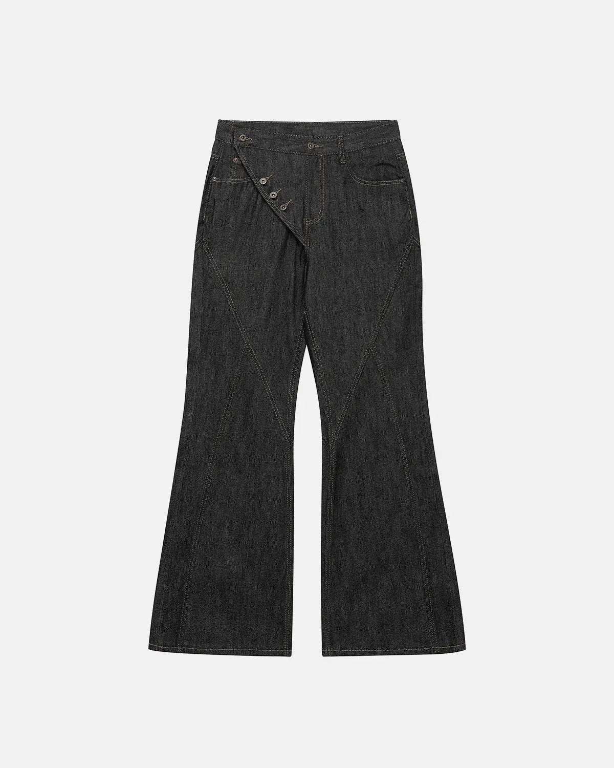 Asymmetric Buttons Bootcut Jeans | Inflation Streetwear