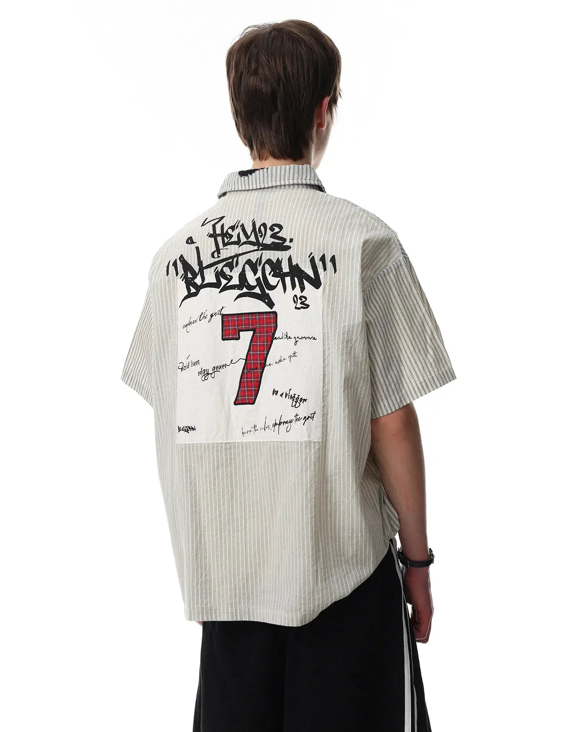 Graffiti Patch Striped Shirts | Inflation Streetwear