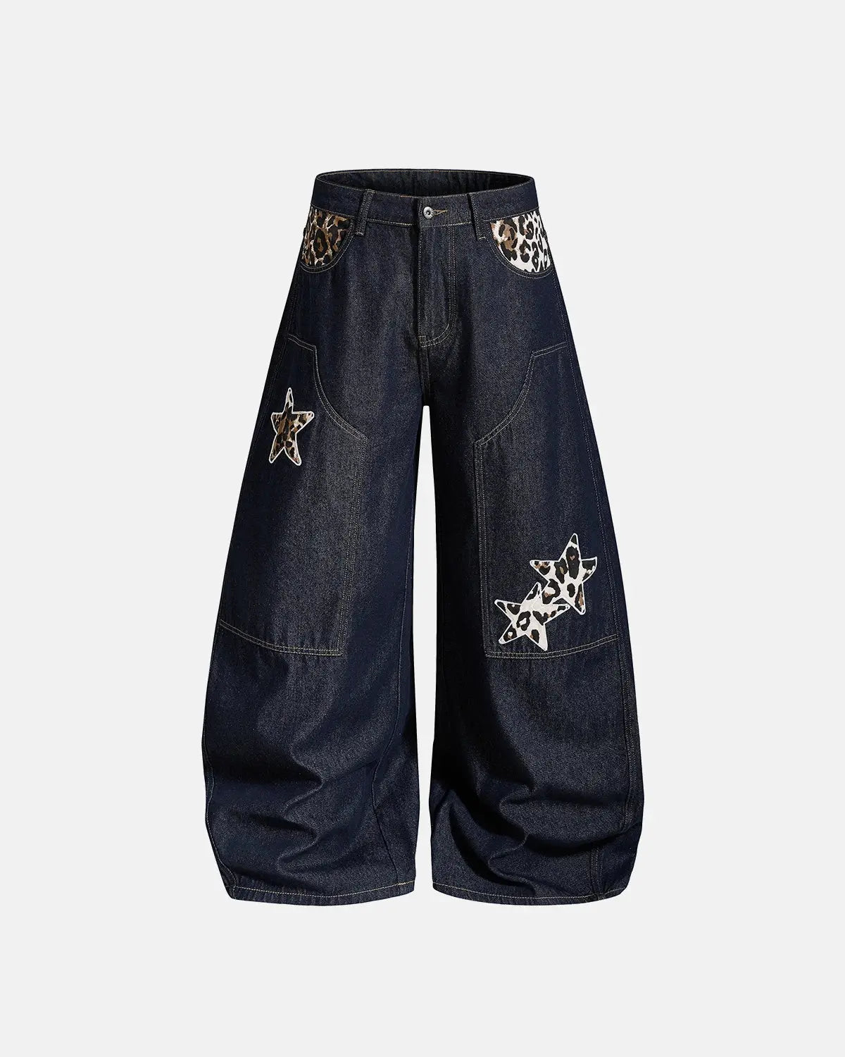 Leopard Star Patch Barrel Jeans | Inflation Streetwear