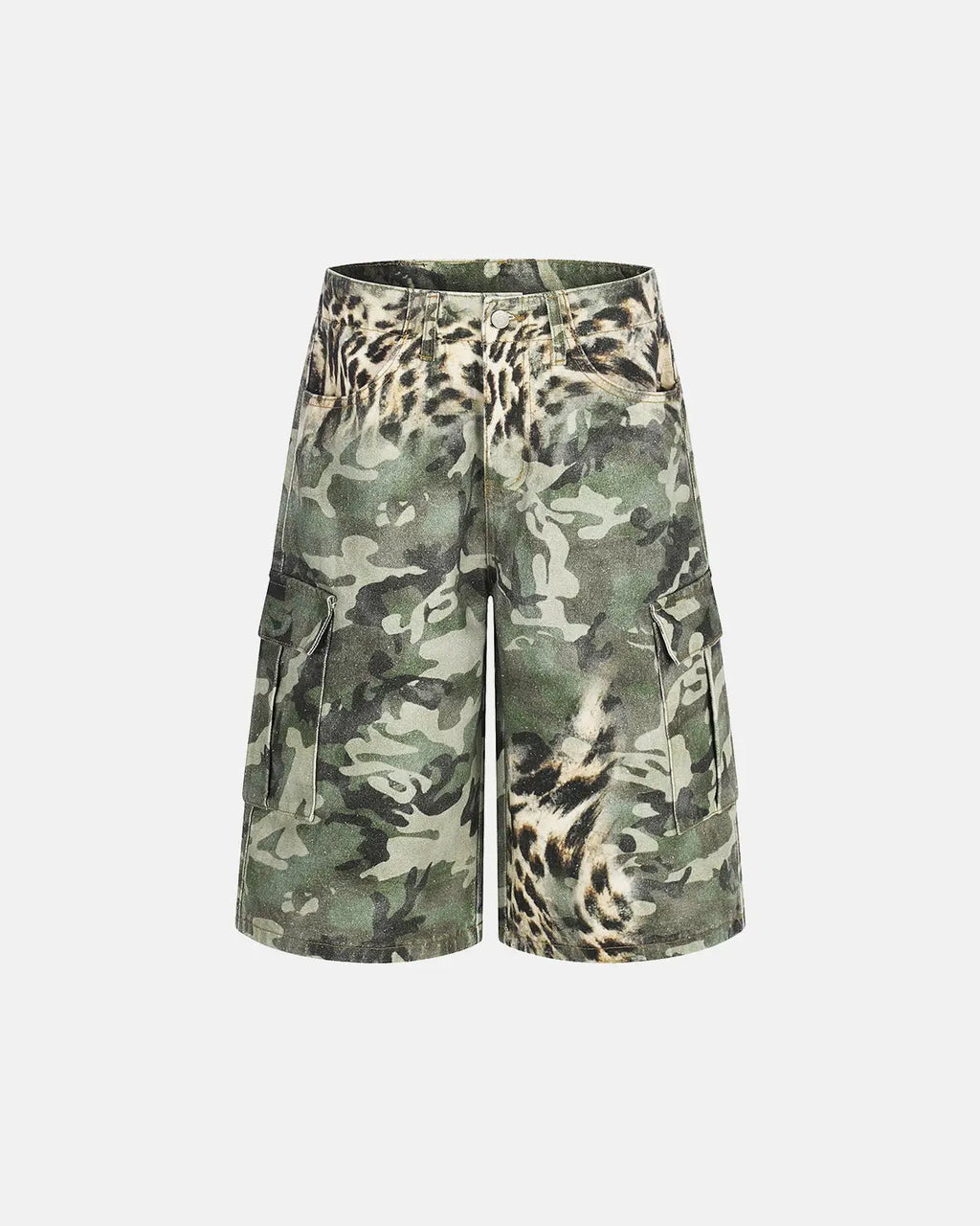 Leopard Camo Cargo Longline Shorts | Inflation Streetwear