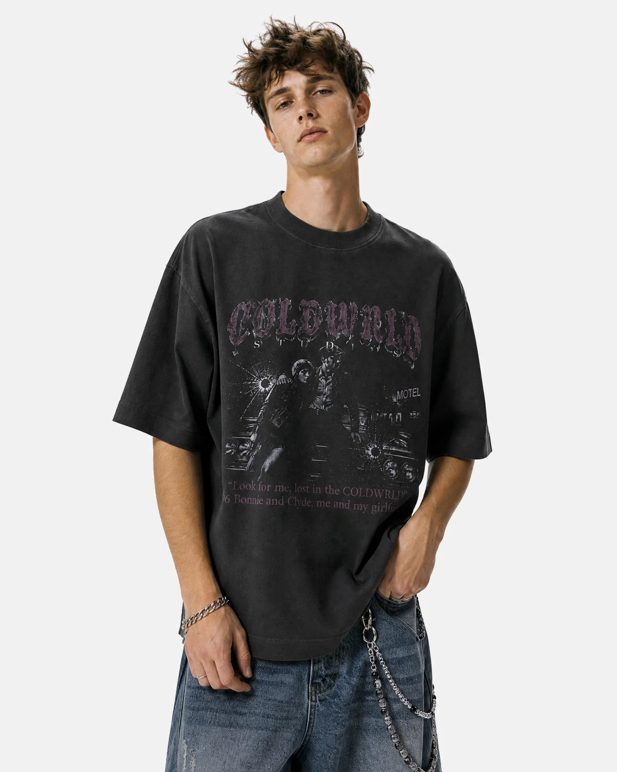 Black Washed Gothic Graphic T-Shirt | Inflation Streetwear
