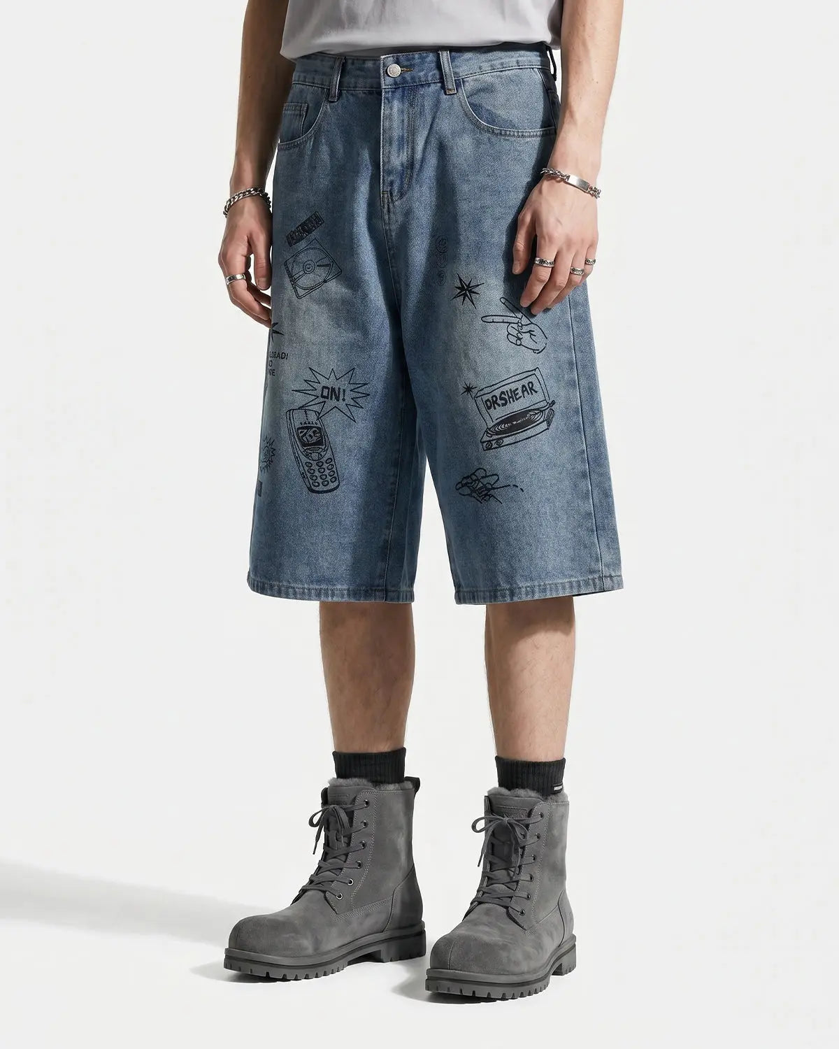 Washed Graffiti Longline Jorts | Inflation Streetwear