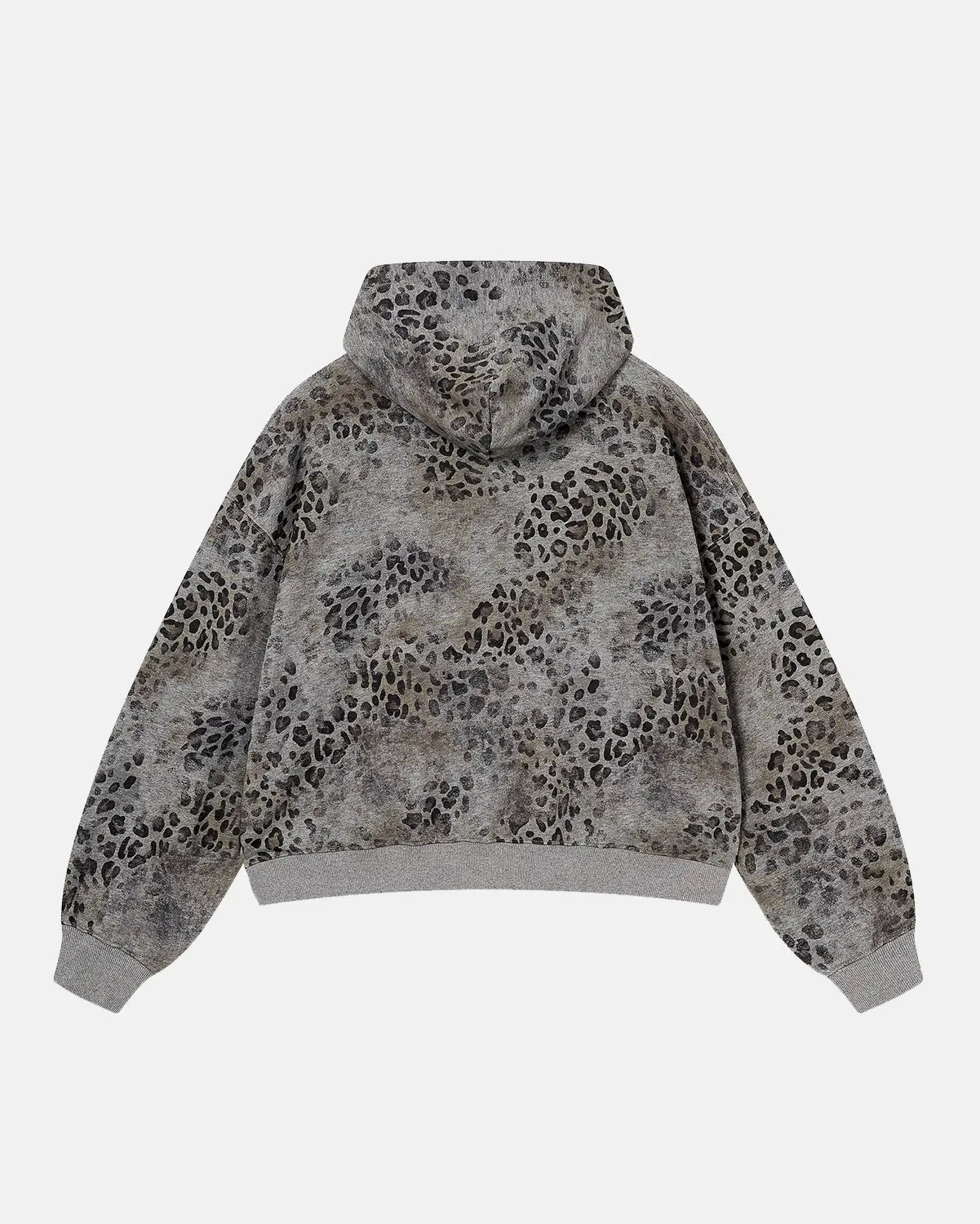 Leopard Print Boxy Zip Up Hoodie | Inflation Streetwear