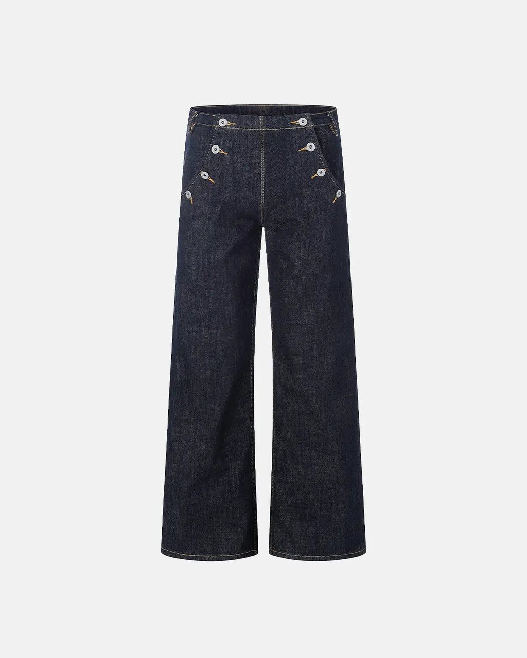 Button Detail Raw Wide-Leg Jeans | Inflation Streetwear