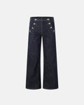 Button Detail Raw Wide-Leg Jeans | Inflation Streetwear