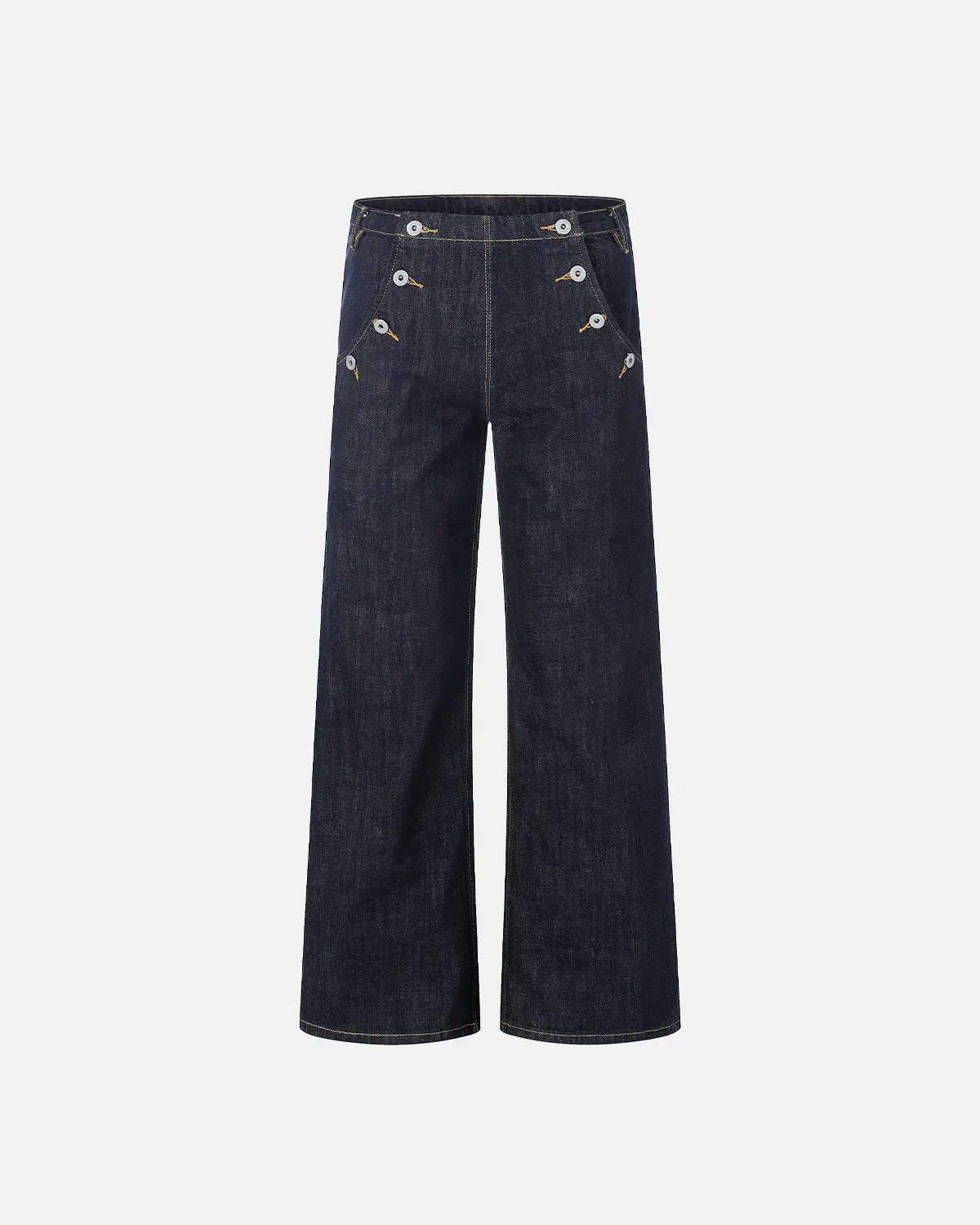 Button Detail Raw Wide-Leg Jeans | Inflation Streetwear
