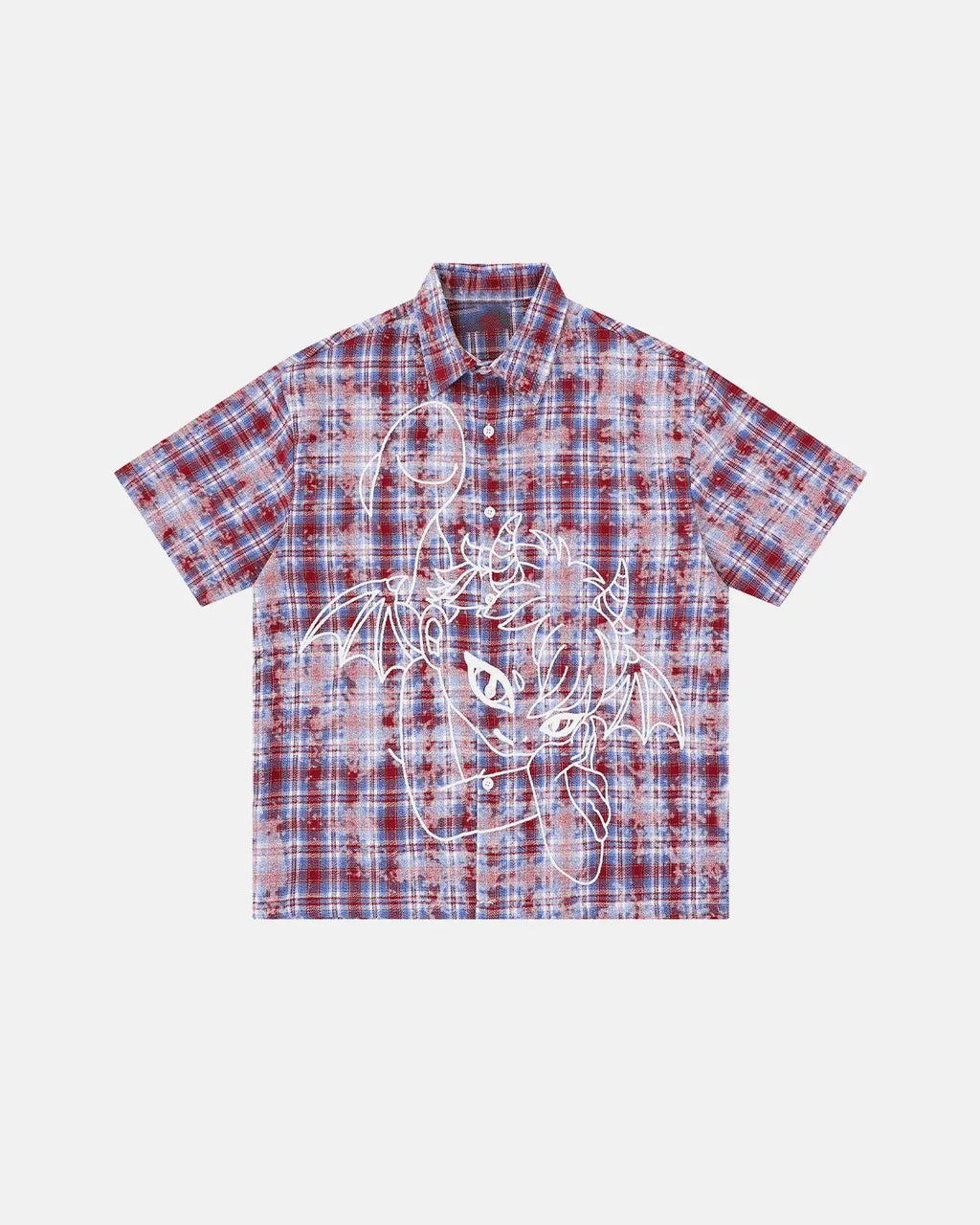 Devil Embroidered Plaid Shirt | Inflation Streetwear