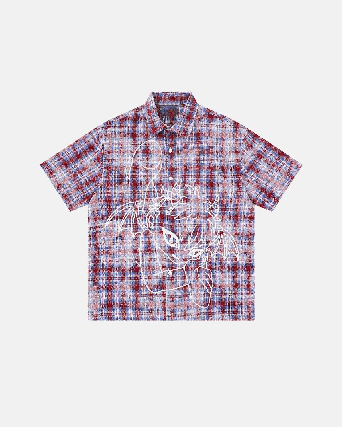 Devil Embroidered Plaid Shirt | Inflation Streetwear