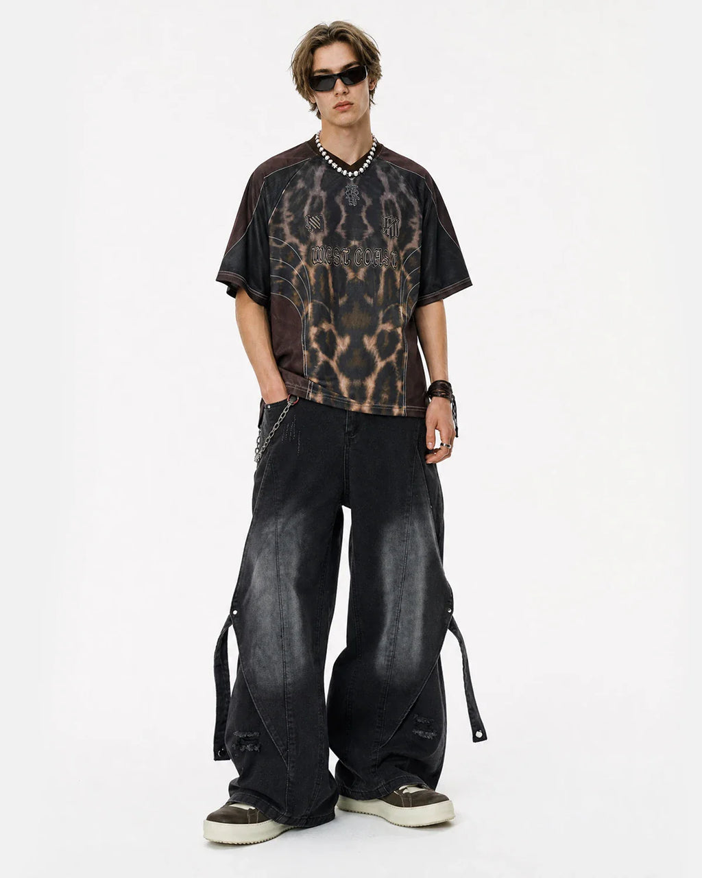 Adjustable Strap Washed Straight-Leg Jeans | Inflation Streetwear
