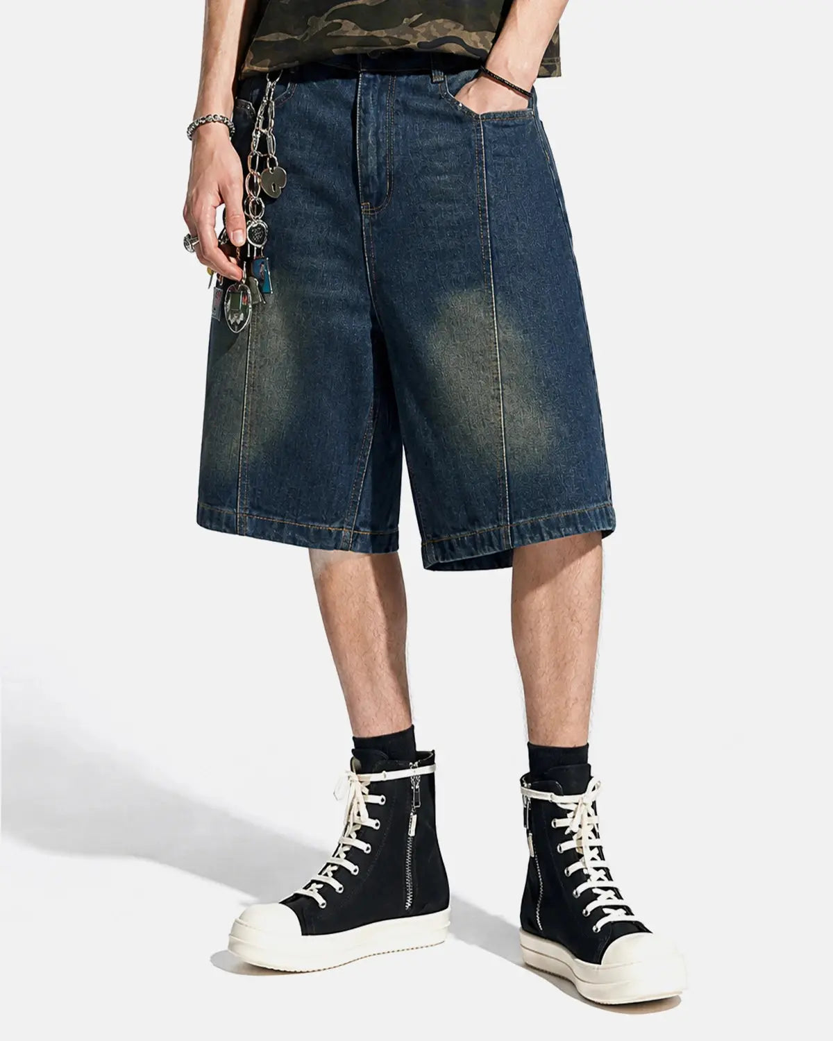 Deconstructed Washed Denim Jorts | Inflation Streetwear