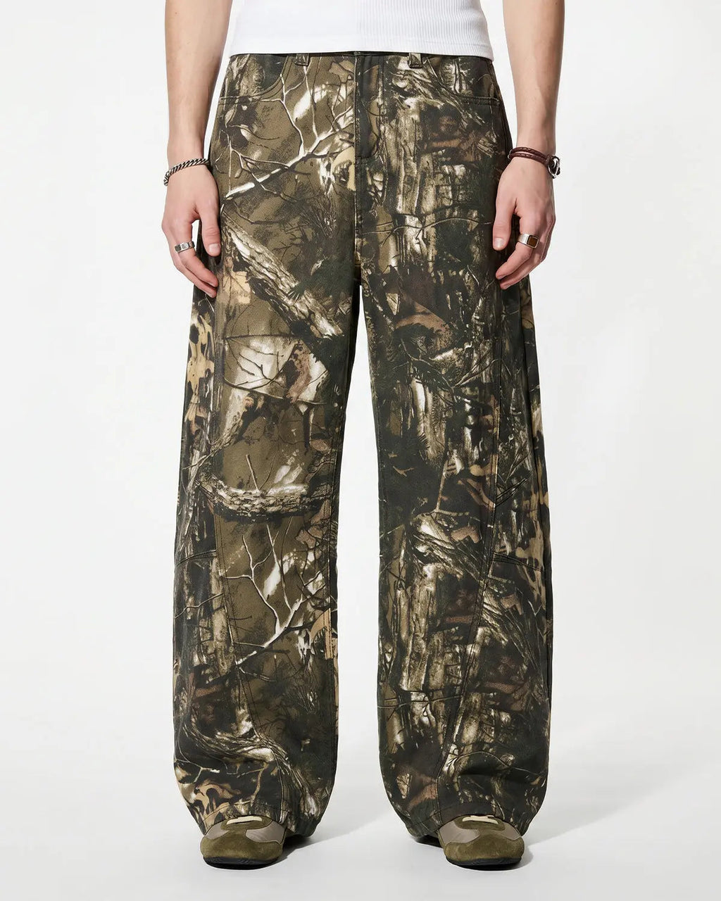 Pink Embroidered Camo Baggy Pants | Inflation Streetwear