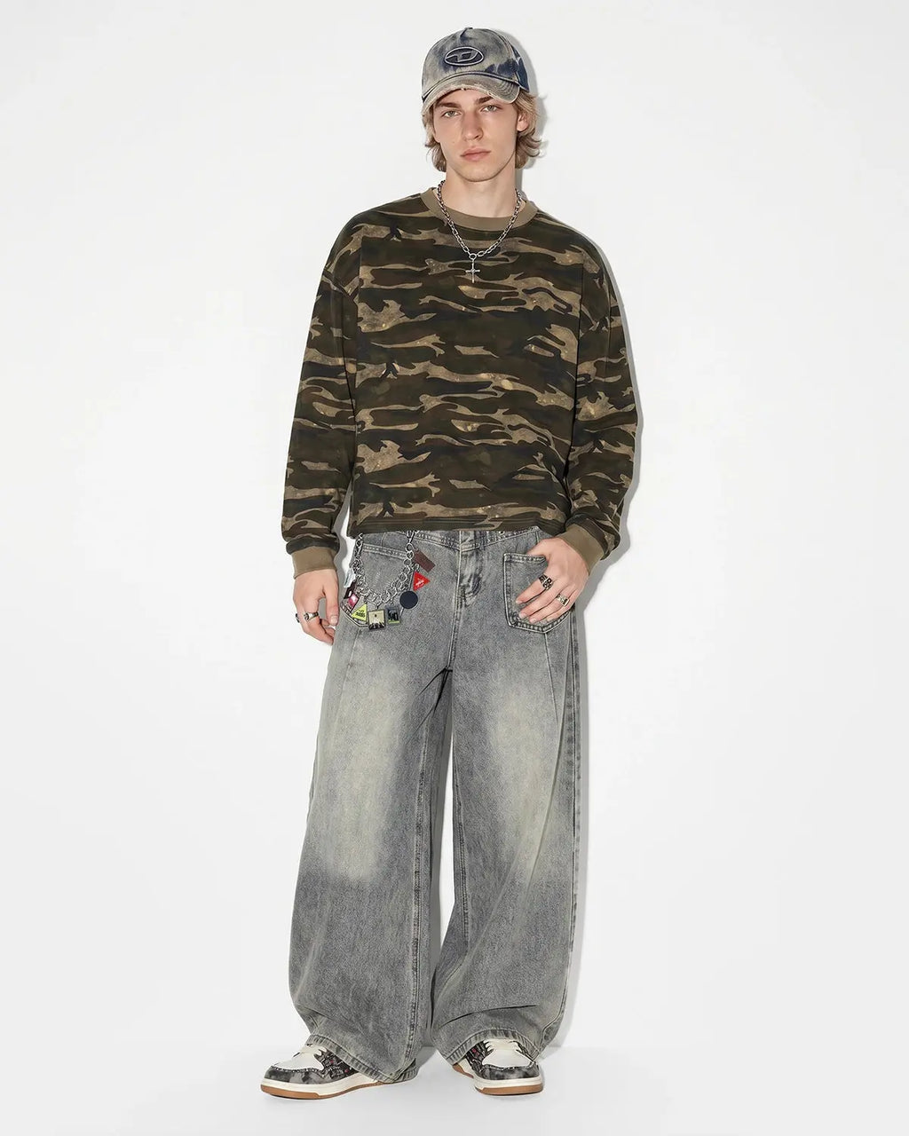 Distressed Eyelet Barrel Jeans | Inflation Streetwear
