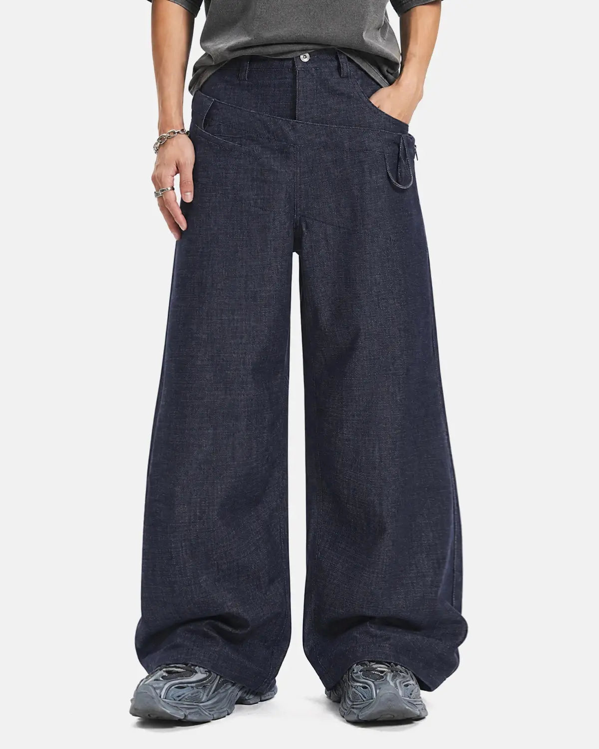 Asymmetric Wrap Waist Baggy Jeans | Inflation Streetwear