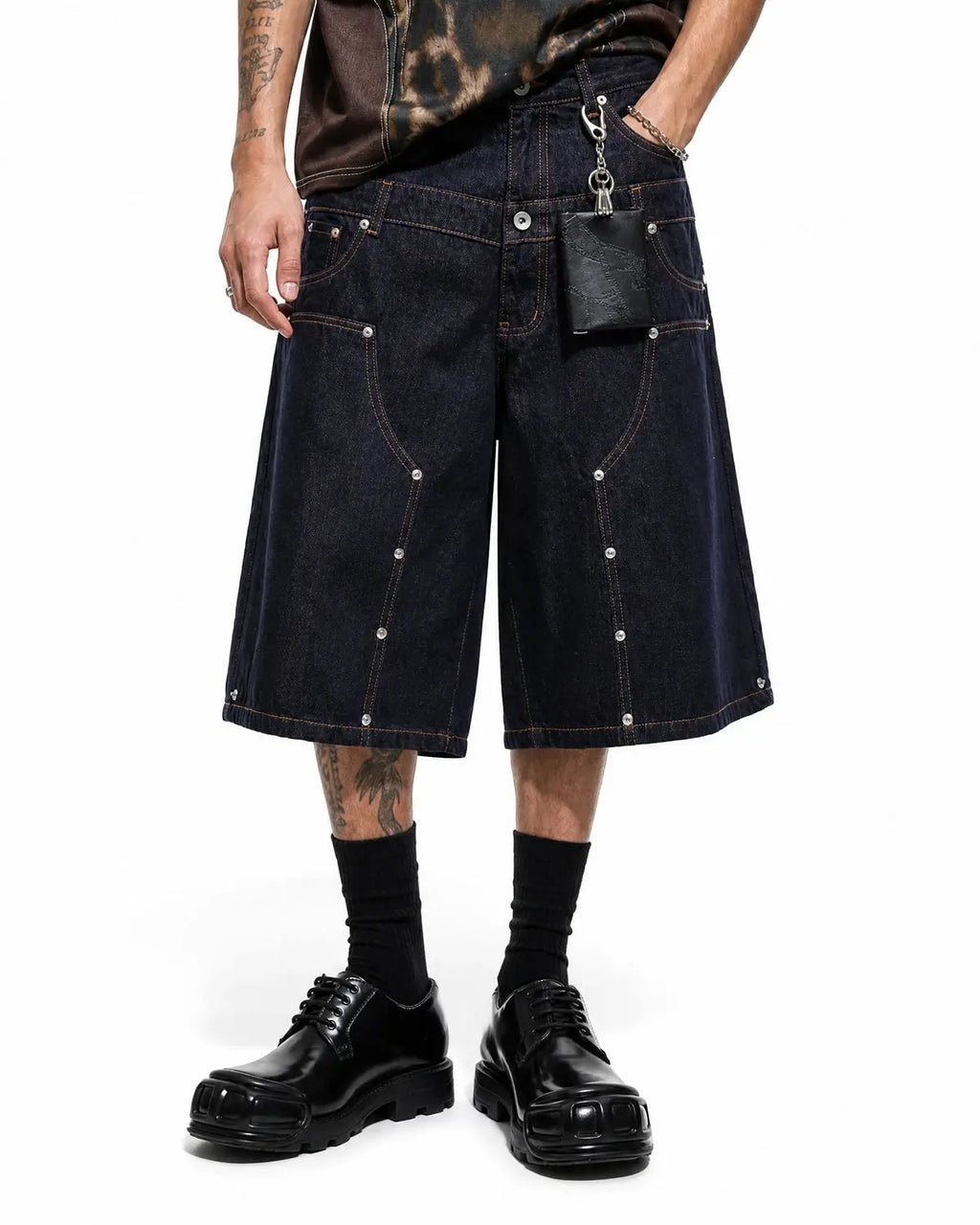 Double Waist Rivet Baggy Jorts | Inflation Streetwear