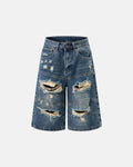 Heavy Washed Distressed Baggy Jorts | Inflation Streetwear