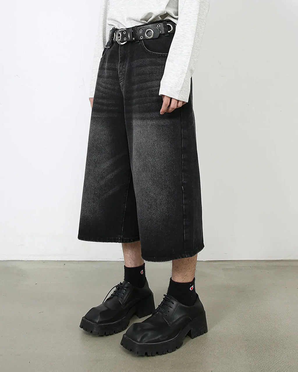 Washed Baggy Denim Jorts | Inflation Streetwear