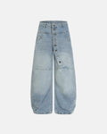 Asymmetric Button Baggy Jeans | Inflation Streetwear