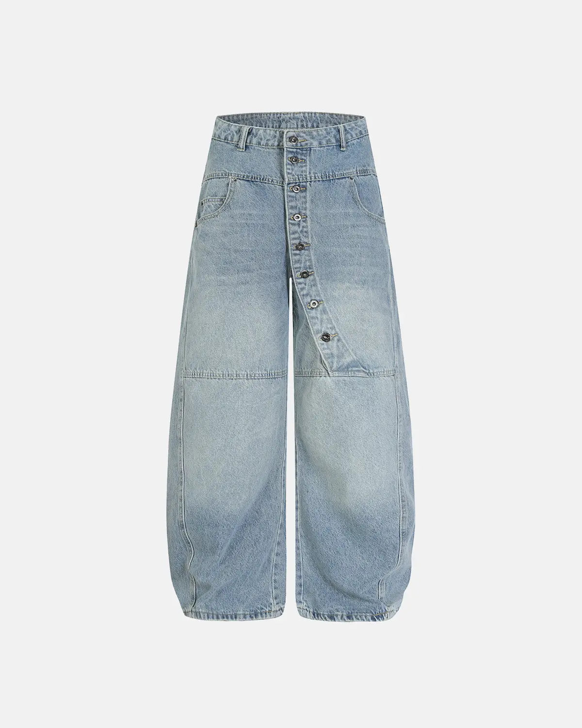 Asymmetric Button Baggy Jeans | Inflation Streetwear