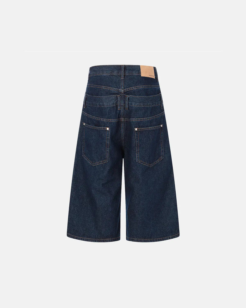 Double Waist Studded Denim Long Jorts | Inflation Streetwear