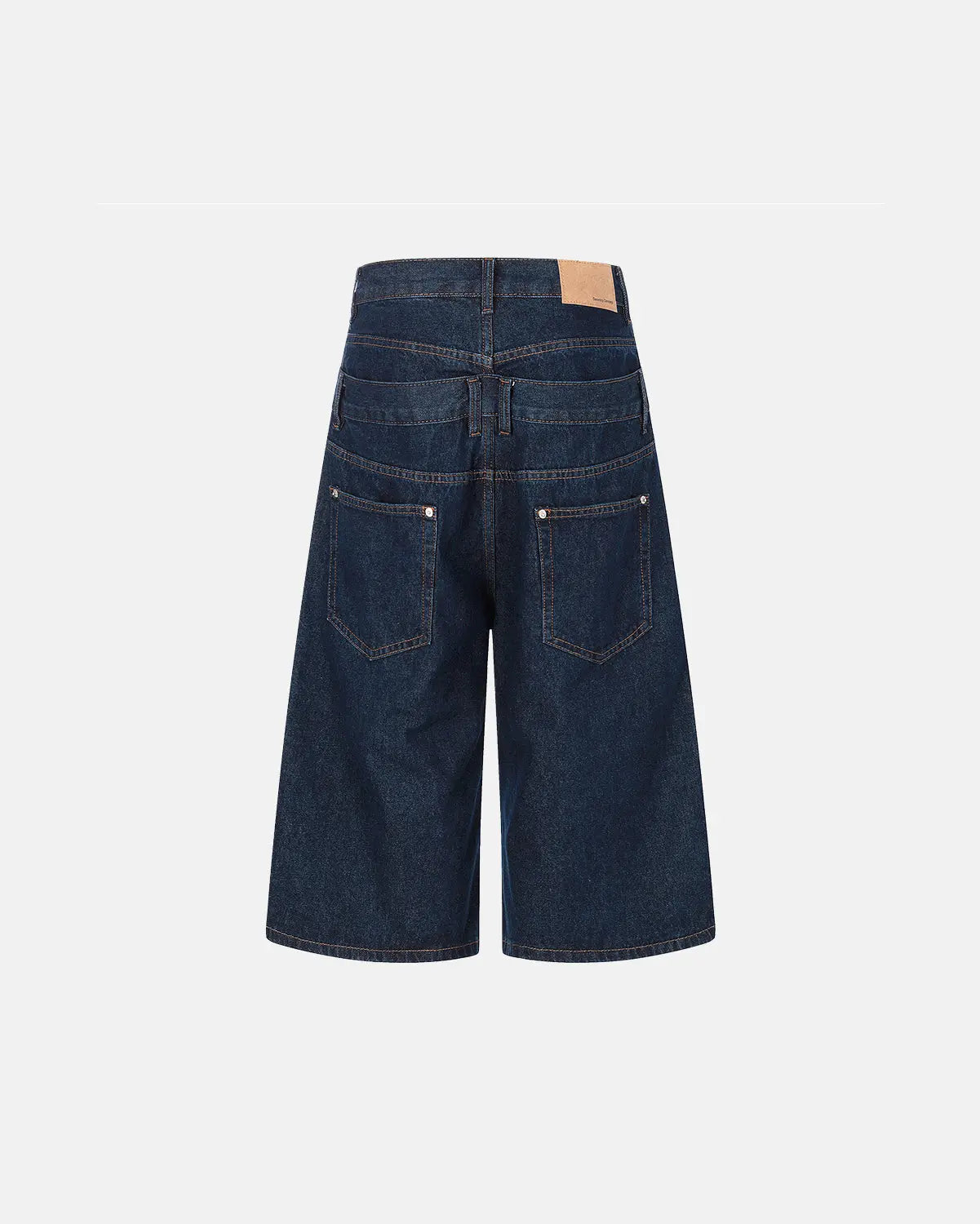Double Waist Studded Denim Long Jorts | Inflation Streetwear