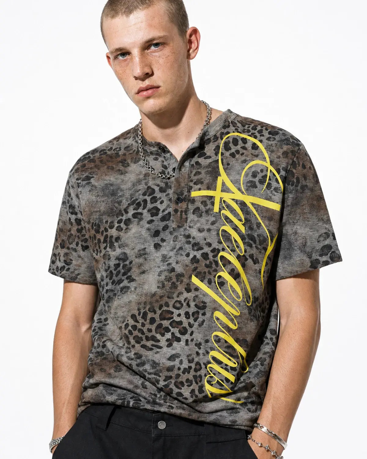 Leopard Script Henley Baby Tees | Inflation Streetwear