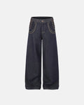 Side Lace-Up Raw Baggy Jeans | Inflation Streetwear