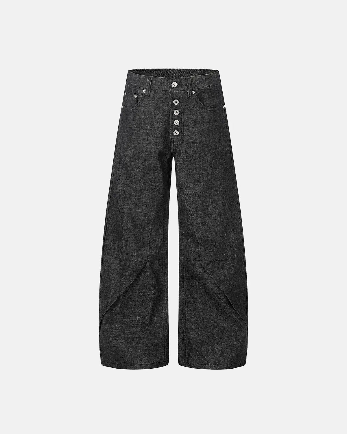 Button Detail Deconstructed Raw Baggy Jeans | Inflation Streetwear