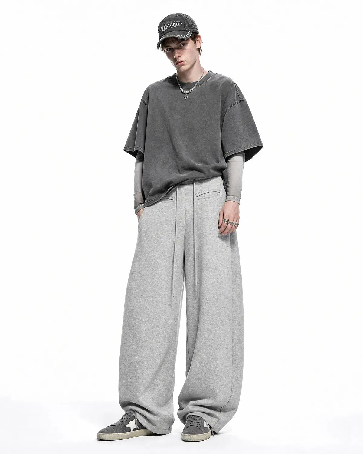 Curved Wide-Leg Sweatpants | Inflation Streetwear