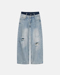 Double Waist Distressed Baggy Jeans | Inflation Streetwear