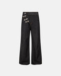 Asymmetric Buckle Raw Baggy Jeans | Inflation Streetwear