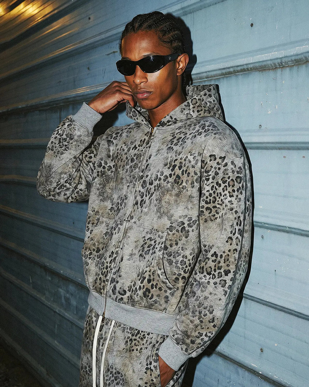 Leopard Print Boxy Zip Up Hoodie | Inflation Streetwear