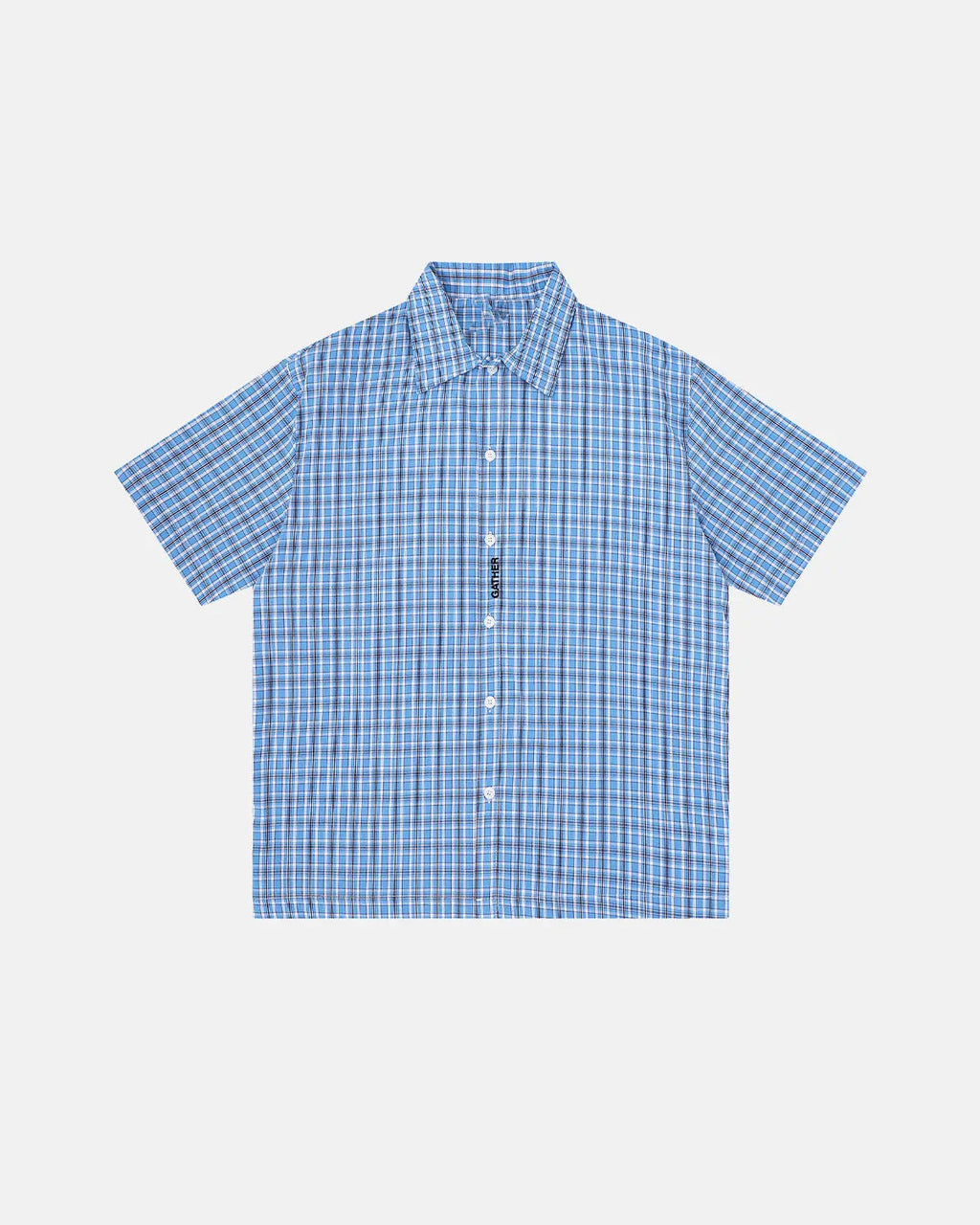 Plaid Script Embroidered Short-Sleeve Shirt | Inflation Streetwear
