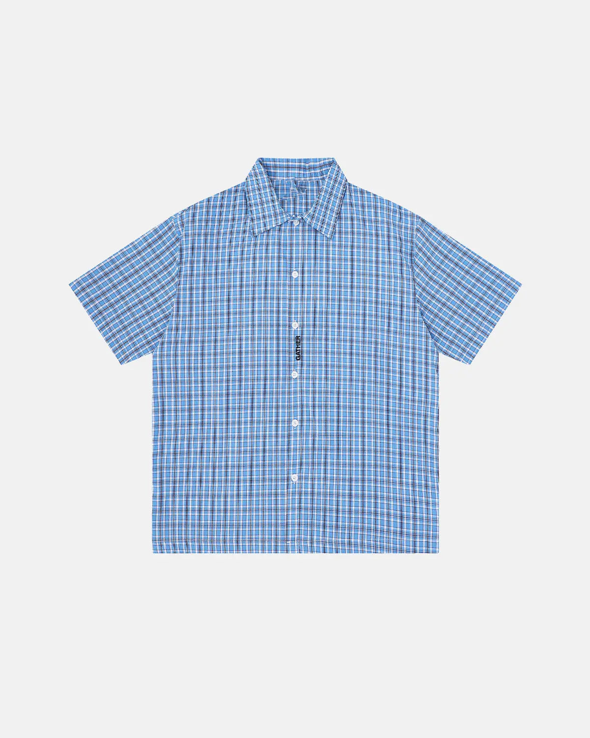 Plaid Script Embroidered Short-Sleeve Shirt | Inflation Streetwear