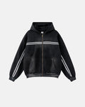 Striped Acid Wash Zip Up Hoodies | Inflation Streetwear