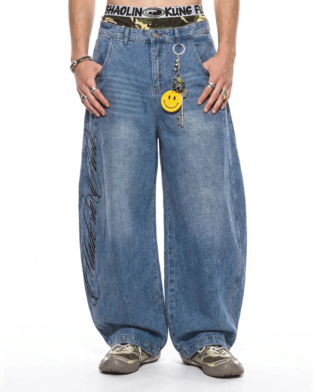 Script Graphic Barrel Jeans | Inflation Streetwear