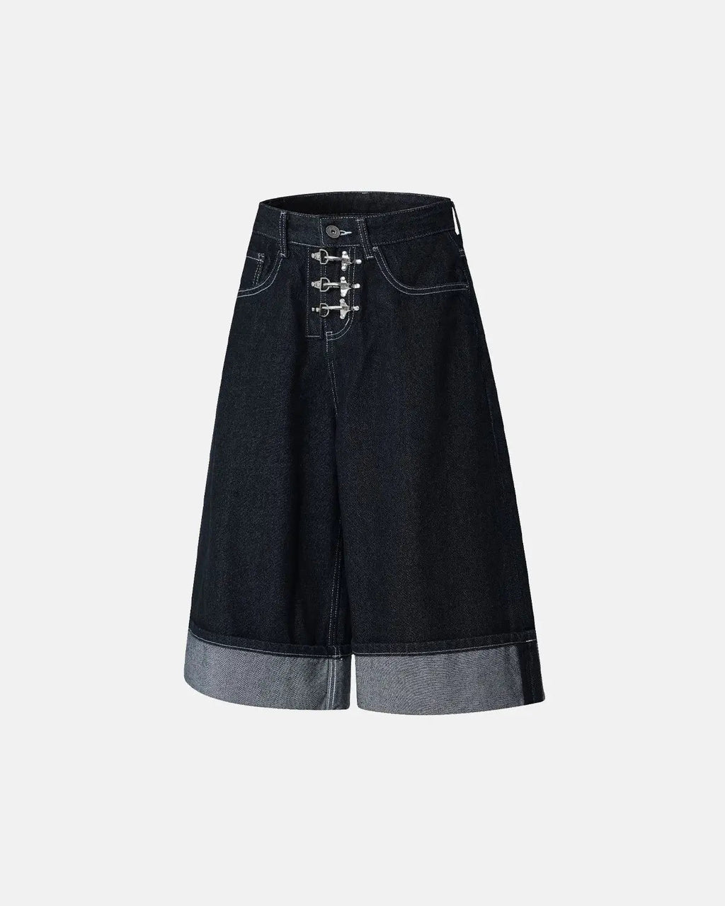 Buckle Detail Raw Denim Jorts | Inflation Streetwear