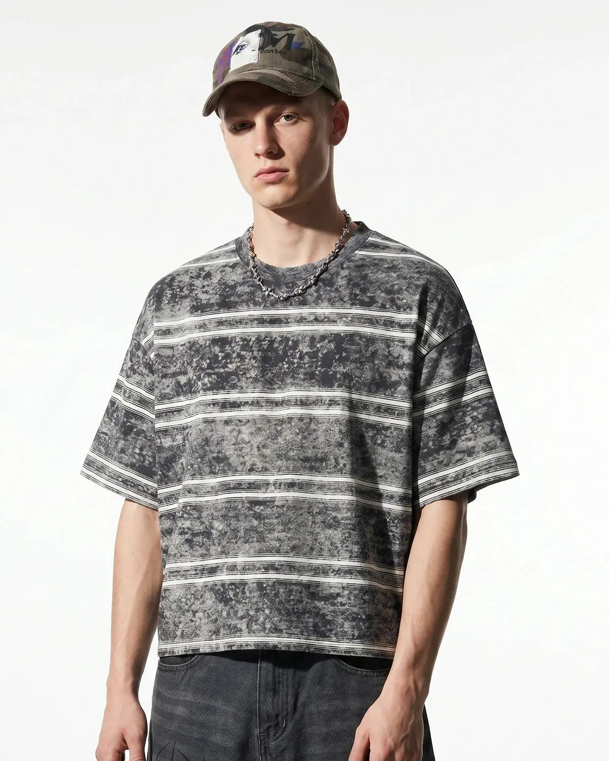 Vintage Washed Striped Boxy T-Shirt | Inflation Streetwear