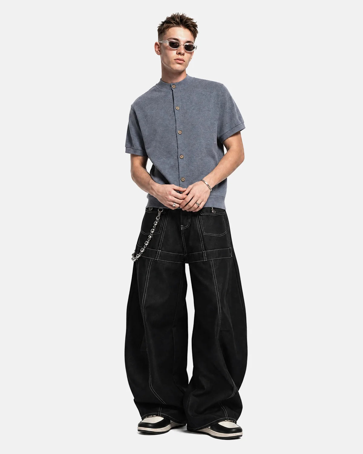 Contrast Stitch Baggy Barrel  Jeans | Inflation Streetwear