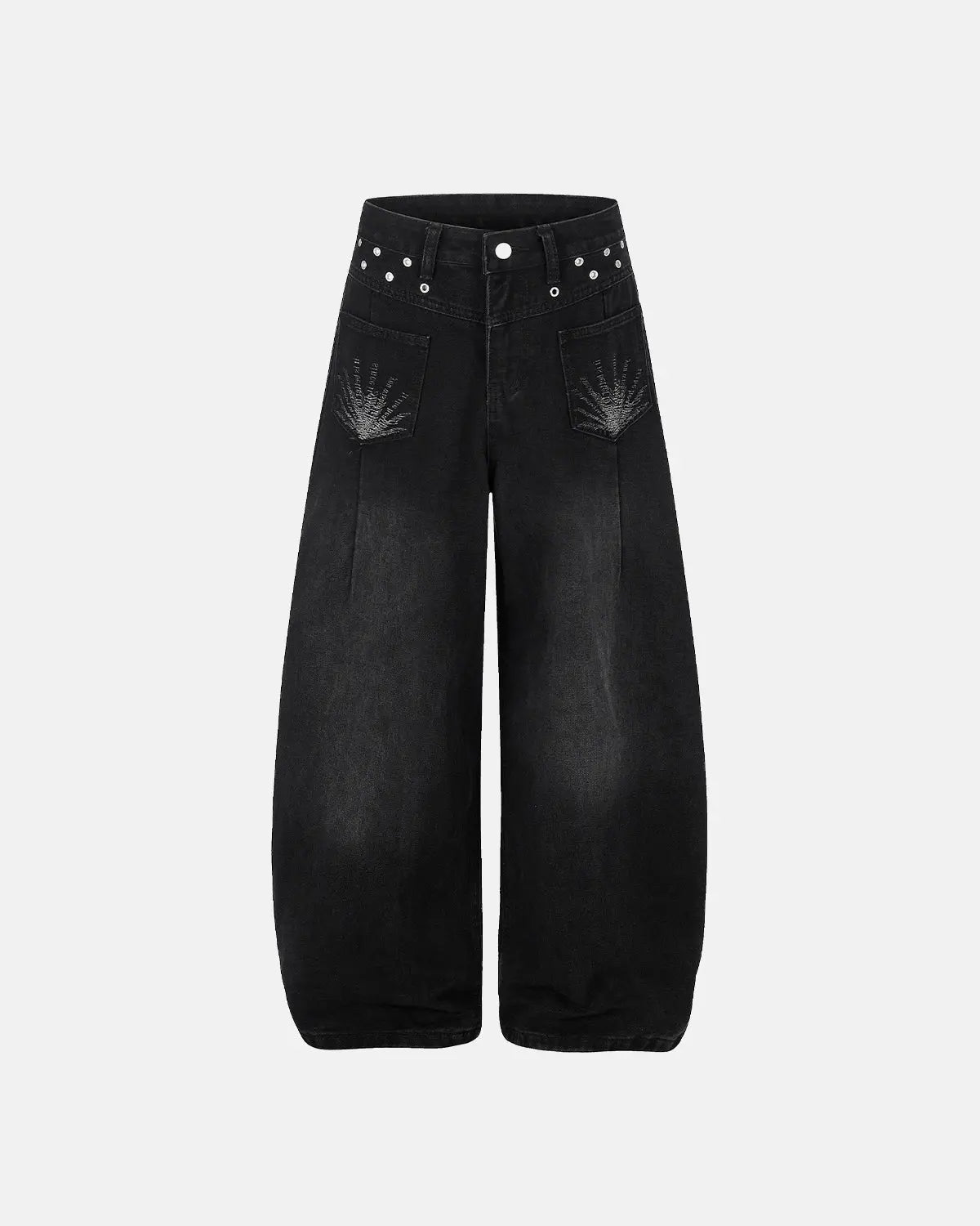 Distressed Eyelet Barrel Jeans | Inflation Streetwear