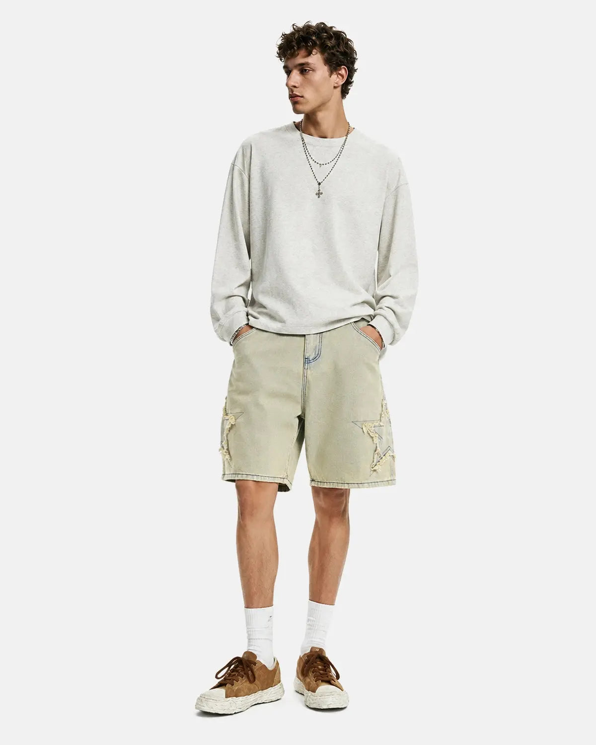 Star Patch Distressed Baggy Jorts | Inflation Streetwear