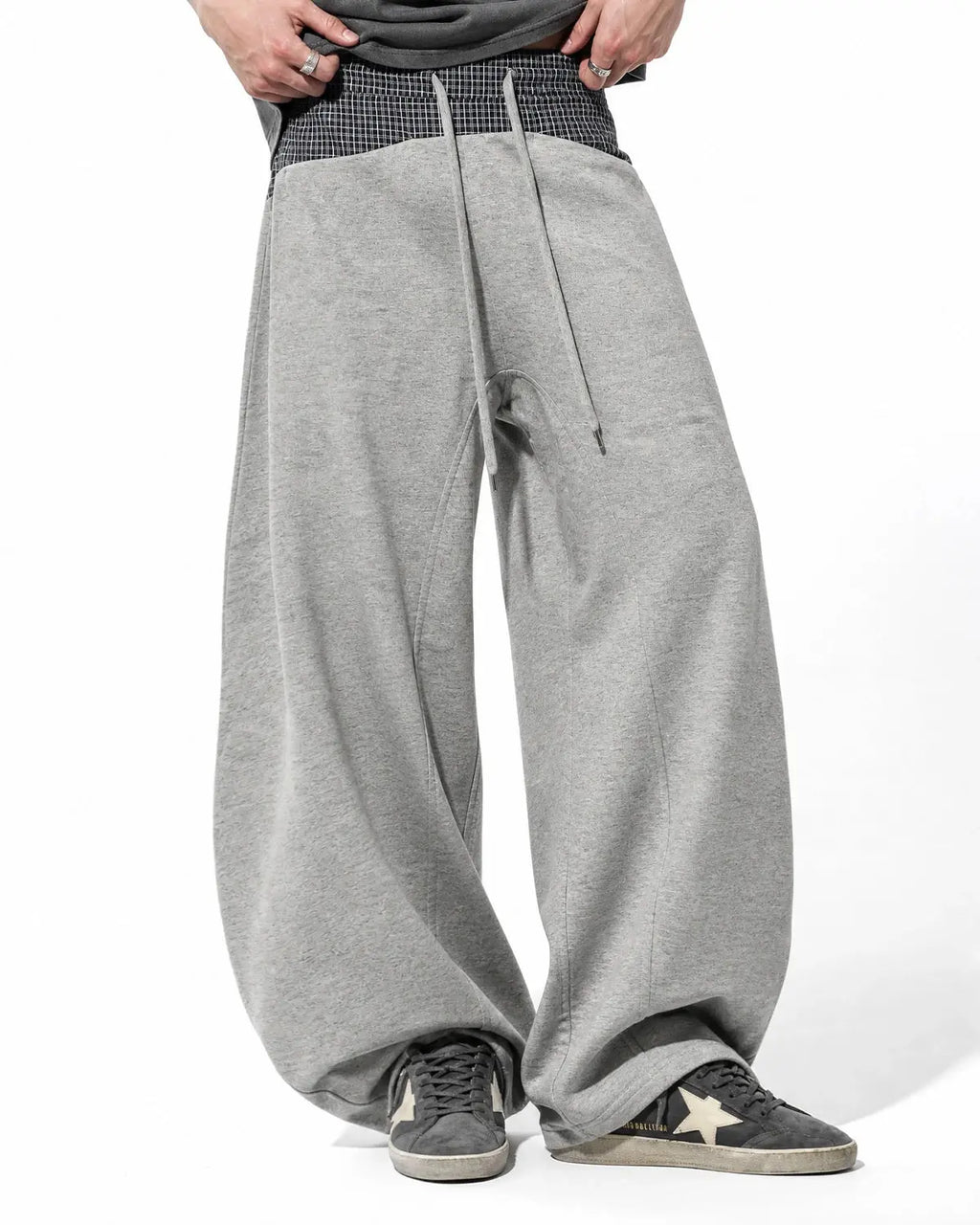 Plaid Layered Baggy Sweatpants | Inflation Streetwear
