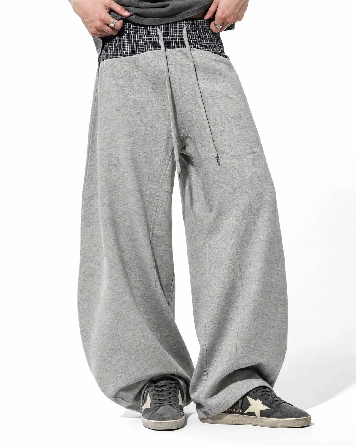 Plaid Layered Baggy Sweatpants | Inflation Streetwear