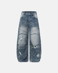 Cinch Back Deconstructed Distressed Barrel Jeans | Inflation Streetwear