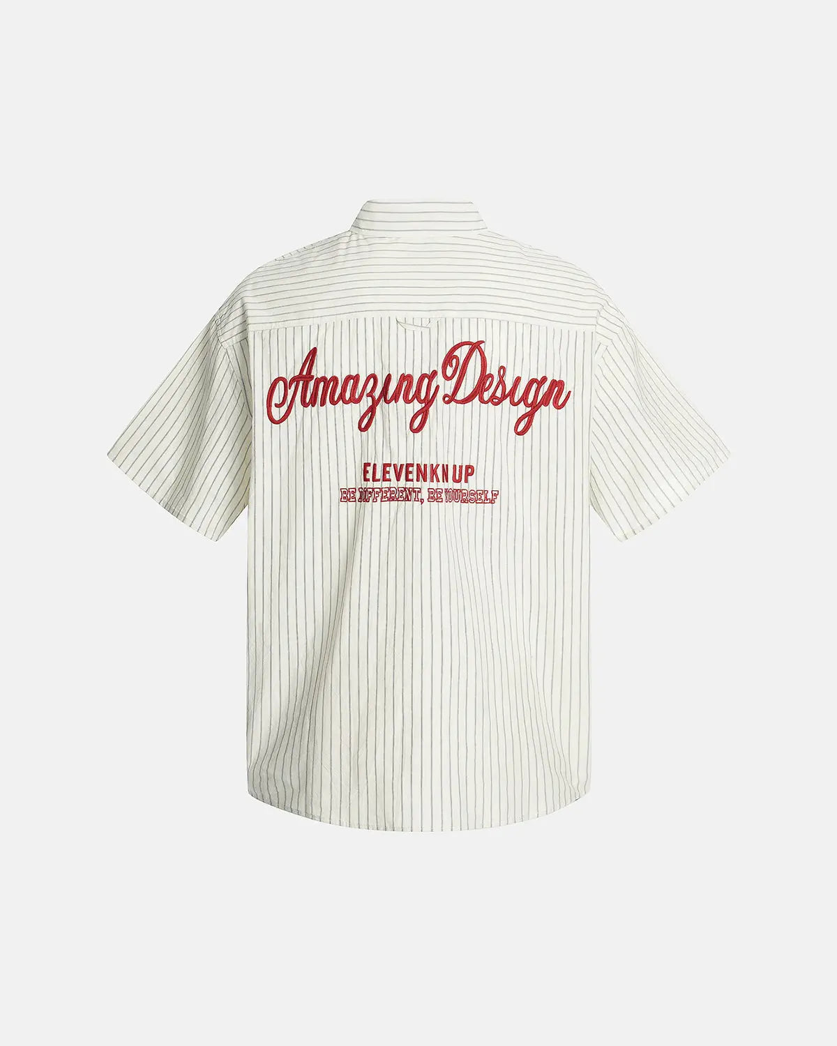 Striped Embroidered Short-Sleeve Shirt | Inflation Streetwear