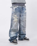 Layered Digital Print Baggy Jeans | Inflation Streetwear