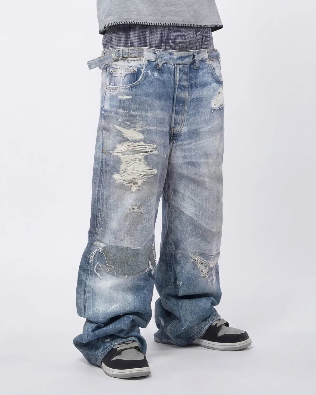 Layered Digital Print Baggy Jeans | Inflation Streetwear