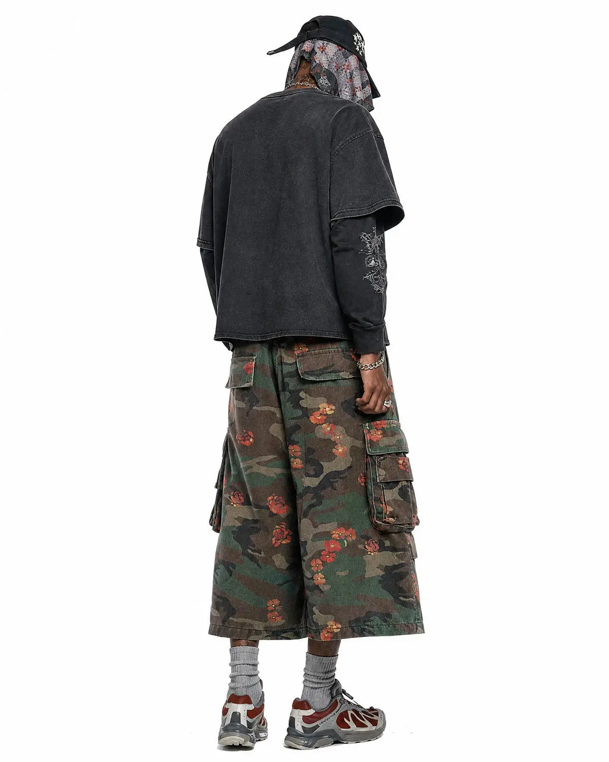 Floral Camo Cargo Longline Shorts | Inflation Streetwear