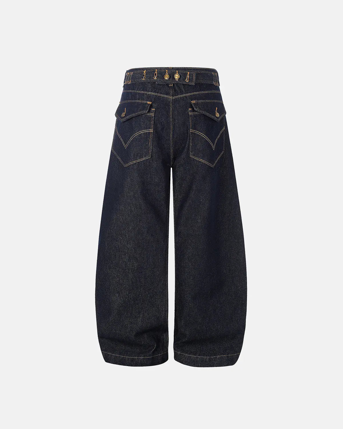 Raw Wash Barrel Jeans with Cinch Back | Inflation Streetwear