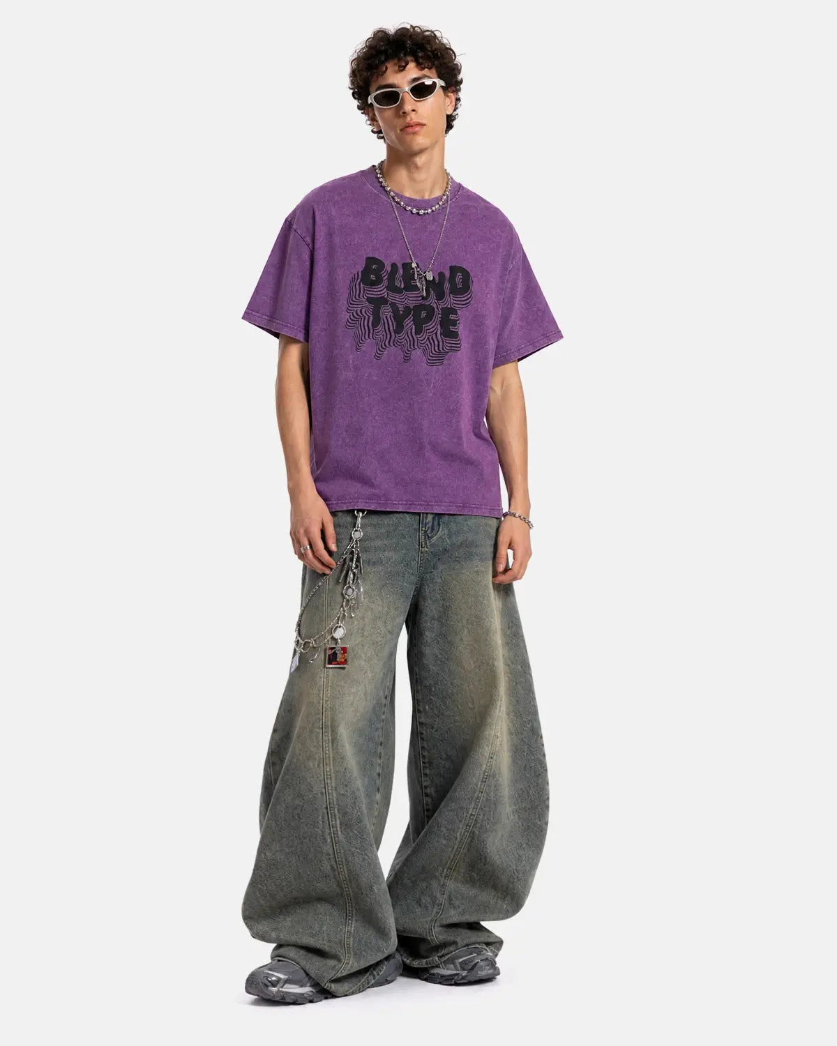 Purple Washed Oversized Graphic T-Shirt | Inflation Streetwear
